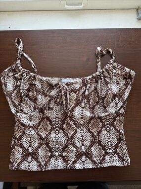 Women's Brown Snake-Print Spaghetti Strap Tank Top